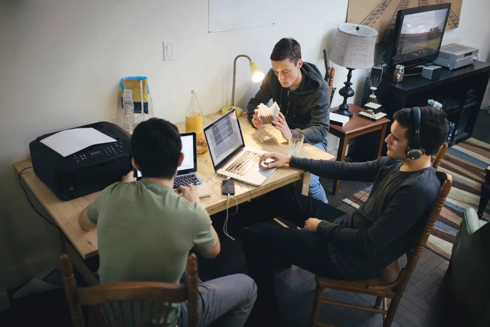 Students relaxing in a dorm common area